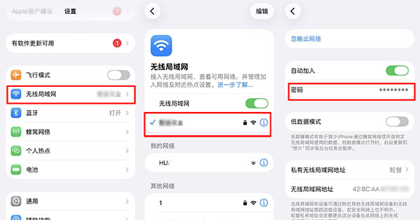 通过iPhone手机查看已连接WiFi密码